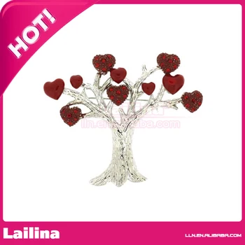 Brooches Store Red Enamel and Crystal Tree of Love Valentines Brooch 
Brooches Store Red Enamel and Crystal Tree of Love Valentines Brooch