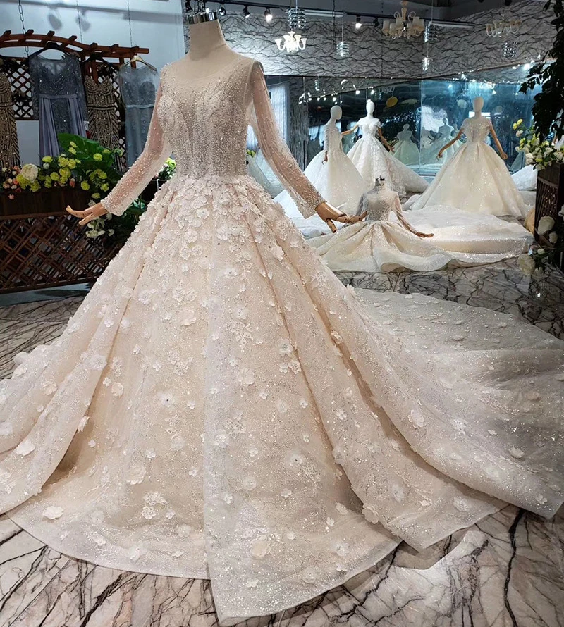 Luxury Bling Beads Ball Gown Wedding Dress Champagne Wedding Gown Long Sleeves Bride Dress vestido de noiva 2019 New
Luxury Bling Beads Ball Gown Wedding Dress Champagne Wedding Gown Long Sleeves Bride Dress vestido de noiva 2019 New