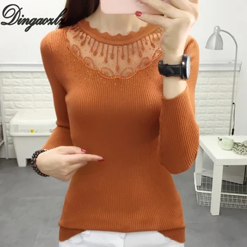 Dingaozlz Autumn Winter Knitted Sweater For Women New Korean Sexy Hollow Lace Patchwork Pullover shirt Casual Ladies sweater
Dingaozlz Autumn Winter Knitted Sweater For Women New Korean Sexy Hollow Lace Patchwork Pullover shirt Casual Ladies sweater