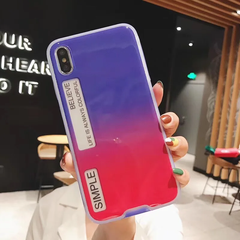 Hot tide Small fresh case For iphone X XS Max XR Case Gradient colorful Phone Case For iphone 6 7 8plus soft Tpu letter Cases
Hot tide Small fresh case For iphone X XS Max XR Case Gradient colorful Phone Case For iphone 6 7 8plus soft Tpu letter Cases