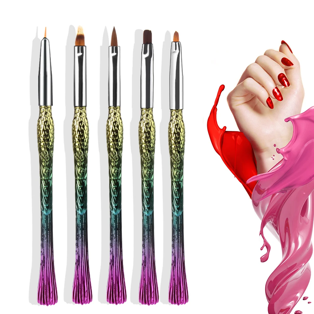 5PCs 6/7/17/20 mm Mermaid Tail Nail Brushes Pen UV Gel Polish Rainbow Gradient Nail Art Dotting Pen Painting DIY Manicure Decors
5PCs 6/7/17/20 mm Mermaid Tail Nail Brushes Pen UV Gel Polish Rainbow Gradient Nail Art Dotting Pen Painting DIY Manicure Decors