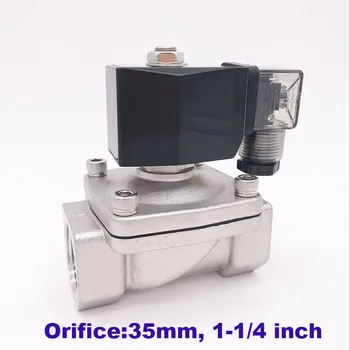 GOGO 2 way SS304 large water solenoid valve normally close Port 1 1/4" 24V DC Orifice 35mm SPU-35 zero pressure start plug type
GOGO 2 way SS304 large water solenoid valve normally close Port 1 1/4" 24V DC Orifice 35mm SPU-35 zero pressure start plug type