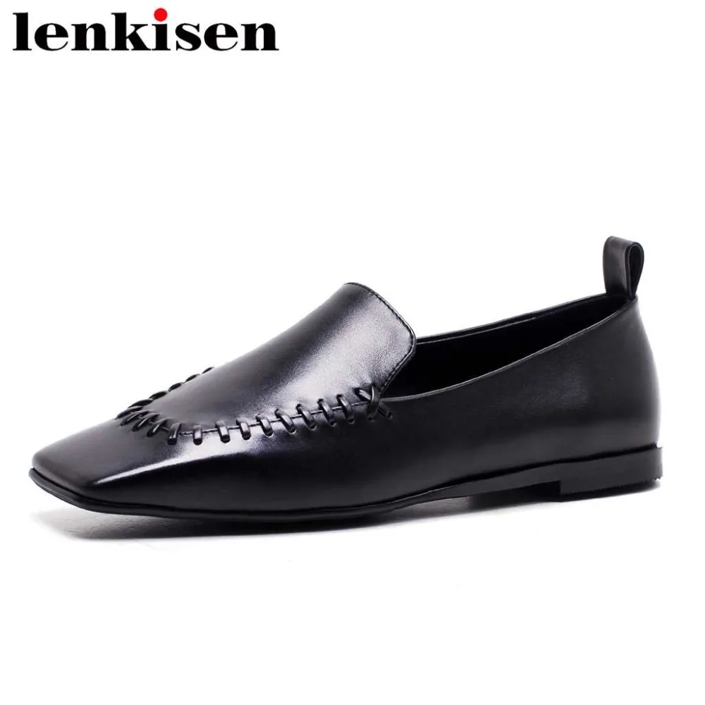Lenkisen British school neutral genuine leather solid square toe slip on preppy style sewing concise women pregnant flats L80
Lenkisen British school neutral genuine leather solid square toe slip on preppy style sewing concise women pregnant flats L80