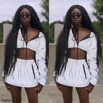 Sexy Women Zipper Hip Hop Crop Top Skirt Clubwear Tracksuit Casual Bodycon Reflective Long Sleeve Crop Top Skirt Separate Sales
Sexy Women Zipper Hip Hop Crop Top Skirt Clubwear Tracksuit Casual Bodycon Reflective Long Sleeve Crop Top Skirt Separate Sales