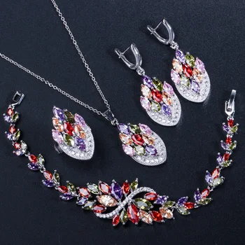 Wedding Sets Multicolor Cubic Zirconia Crystal Jewerly necklace,earrings,ring,bracelet Sets For Women Fashion Jewelry
Wedding Sets Multicolor Cubic Zirconia Crystal Jewerly necklace,earrings,ring,bracelet Sets For Women Fashion Jewelry