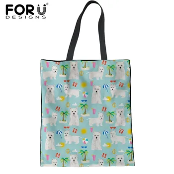 FORUDESIGNS Cute Cartoon Westie Prints Women Tote Canvas Bags Fashion Linen Cotton Mini Phone Bags Large Capacity Shopper Bags
FORUDESIGNS Cute Cartoon Westie Prints Women Tote Canvas Bags Fashion Linen Cotton Mini Phone Bags Large Capacity Shopper Bags