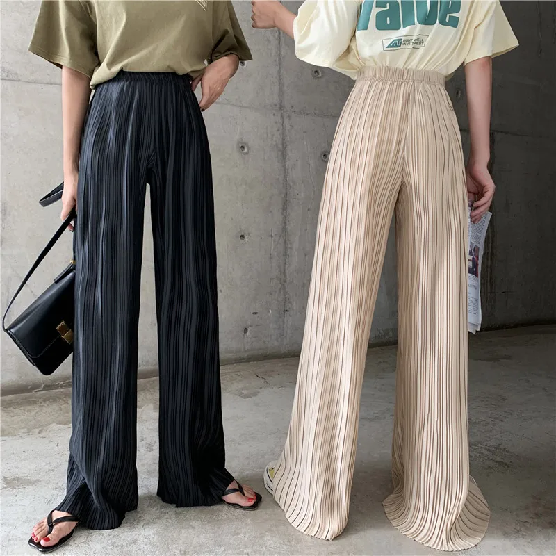Falling Wide Leg Pants Female High Waist Loose Drape Pleated Straight Solid Casual Elastic Long Floor Length Trousers
Falling Wide Leg Pants Female High Waist Loose Drape Pleated Straight Solid Casual Elastic Long Floor Length Trousers