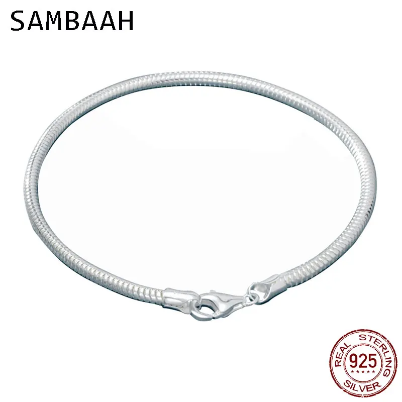 Sambaah 3mm Chain 925 Sterling Silver Snake Charm Bracelet with Lobster Clasp for European Style Women Basic DIY Bracelet SJ0003
Sambaah 3mm Chain 925 Sterling Silver Snake Charm Bracelet with Lobster Clasp for European Style Women Basic DIY Bracelet SJ0003