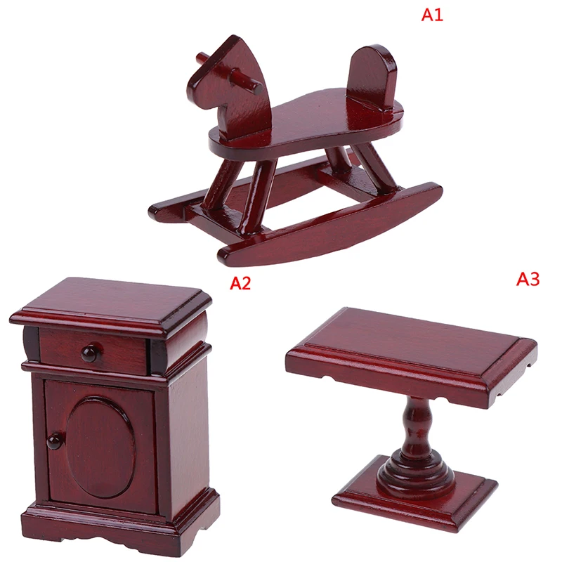 

New 1:12 Doll House Accessories Toys for Children Dollhouse Miniature Wooden Rocking Horse Chair Nursery Room Furniture toy