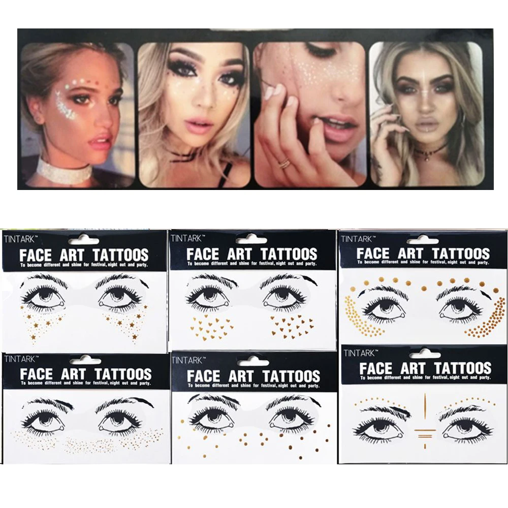 1PC Personality Disposable Gold Face Tattoo Stickers Waterproof Bronzing Beauty Freckles Makeup Flash Eyebrow Body Art for Women
1PC Personality Disposable Gold Face Tattoo Stickers Waterproof Bronzing Beauty Freckles Makeup Flash Eyebrow Body Art for Women