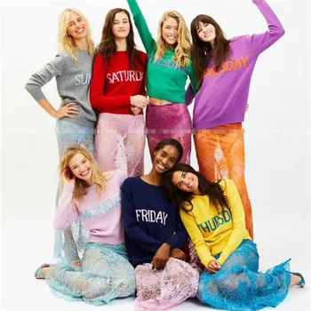 High Quality Cashmere Sweater Women Knitted Jumper Monday Tuesday Wednesday Thursday Friday Saturday Sunday Rainbow Week Sweater
High Quality Cashmere Sweater Women Knitted Jumper Monday Tuesday Wednesday Thursday Friday Saturday Sunday Rainbow Week Sweater
