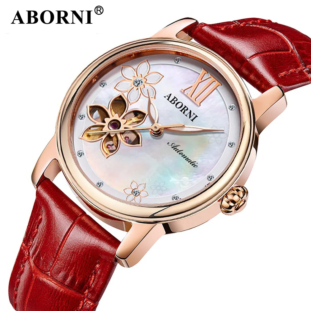 ABORNI Skeleton Automatic Mechanical Watches Women Luxury Flower Ladies Lovers Watch Leather Diamond Gold Clock Relogio Feminino
ABORNI Skeleton Automatic Mechanical Watches Women Luxury Flower Ladies Lovers Watch Leather Diamond Gold Clock Relogio Feminino
