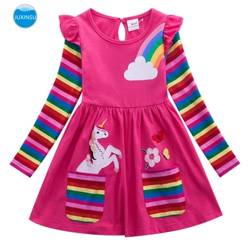 JUXINSU Girl Cotton Unicorn Cartoon Rainbow stripe Flower Long Sleeve Dress Pony Girls Autumn Winter Casual Dresses for 3-8 Year
JUXINSU Girl Cotton Unicorn Cartoon Rainbow stripe Flower Long Sleeve Dress Pony Girls Autumn Winter Casual Dresses for 3-8 Year
