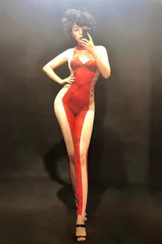 Female Nightclub Pole Dance DJ Performance Costume Red Leotard Elastic Jumpsuit Printing Slim Sexy Bodysuit Stage Show Wears
Female Nightclub Pole Dance DJ Performance Costume Red Leotard Elastic Jumpsuit Printing Slim Sexy Bodysuit Stage Show Wears