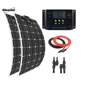 2*100W Flexible Solar Panels Kit Monocrystalline Panel cells with 20A LCD Solar Charge Controller for RV Solar Charging Off-Grid
2*100W Flexible Solar Panels Kit Monocrystalline Panel cells with 20A LCD Solar Charge Controller for RV Solar Charging Off-Grid