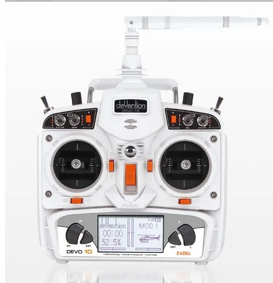 

Newest White Walkera DEVO 10 CH 10ch Transmitter 2KM 2.4Ghz Telemetry Function Radio System + RX1002 Receiver