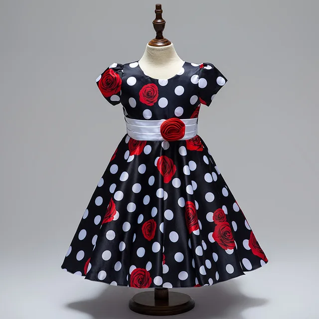 Noble Print Dot Rose Girls Dresses With Ribbon Belt Appliques Western Style Design Dress 2019
Noble Print Dot Rose Girls Dresses With Ribbon Belt Appliques Western Style Design Dress 2019