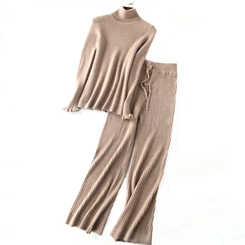 cashmere wool dark striped knit women sweater suits turtleneck pullover wide-leg pants 2pcs/set EUsize S/M/L/XL retail customize
cashmere wool dark striped knit women sweater suits turtleneck pullover wide-leg pants 2pcs/set EUsize S/M/L/XL retail customize