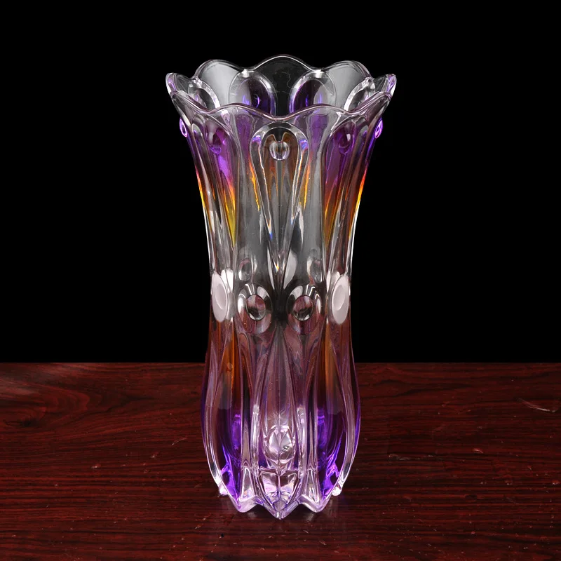 Image US housing estates exquisite home fashion minimalist transparent colored glass vase Jiamei Long beads wholesale glass vase