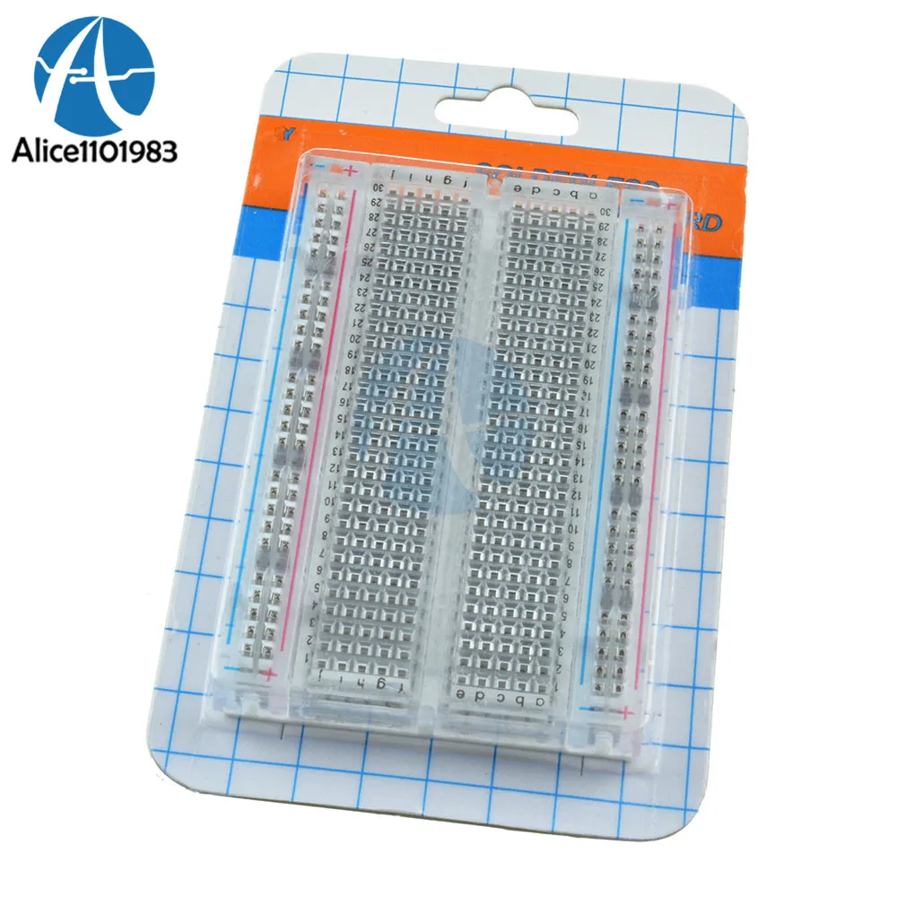 Transparent Solderless Breadboard 400 Points ABS plastic material Mini Bread Board DIY
Transparent Solderless Breadboard 400 Points ABS plastic material Mini Bread Board DIY