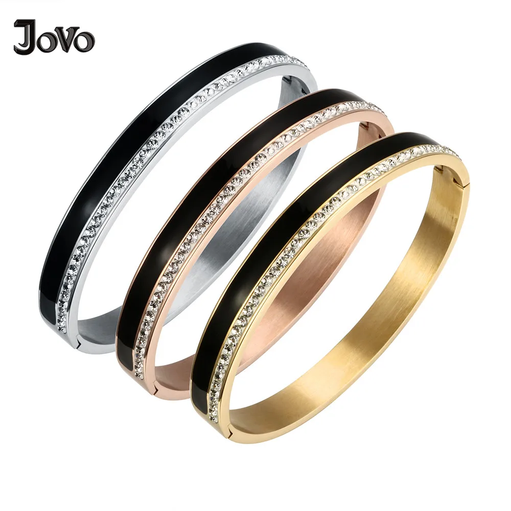 New Black/White Color Stainless Steel Bracelets & Bangles Charm Cubic Zirconia Female Open Cuff Bracelets for Women Men
New Black/White Color Stainless Steel Bracelets & Bangles Charm Cubic Zirconia Female Open Cuff Bracelets for Women Men