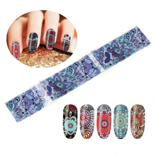 4*100cm Laser Nail Folie Sticker Glanzend Transparant Base Zilver Holografische Bloem Transfer Papier Nail Art Decor Manicure sticker(China)