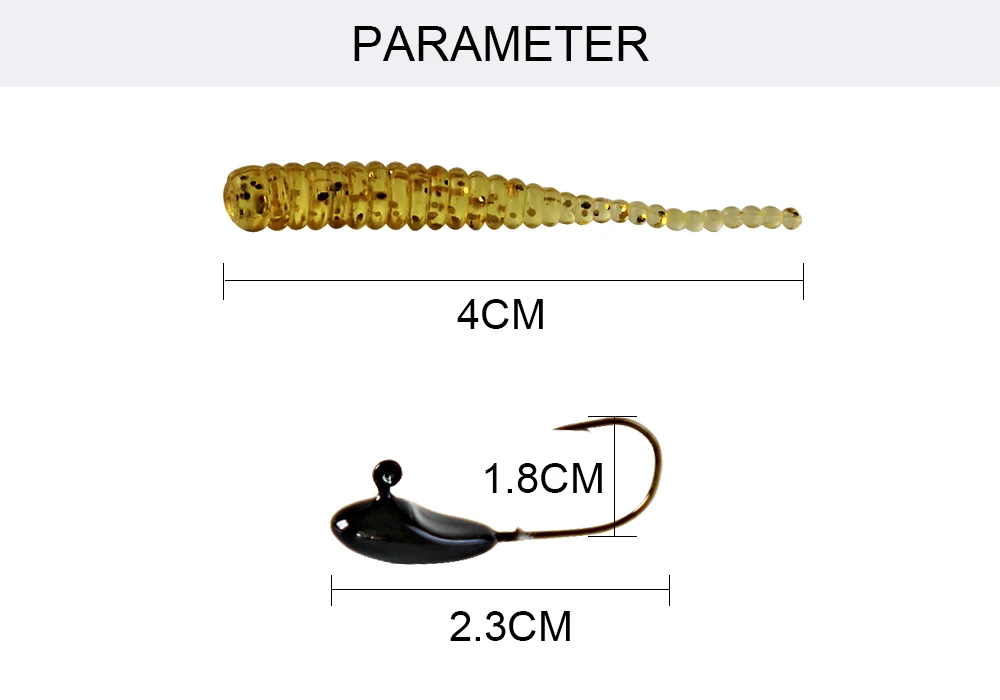RoseWood New Freshwater Fishing Lures Kit 1.1g Micro Lead Head Hooks Soft Artificial Worm Baits Sea Bass Carp Fishing Jig Group (3)