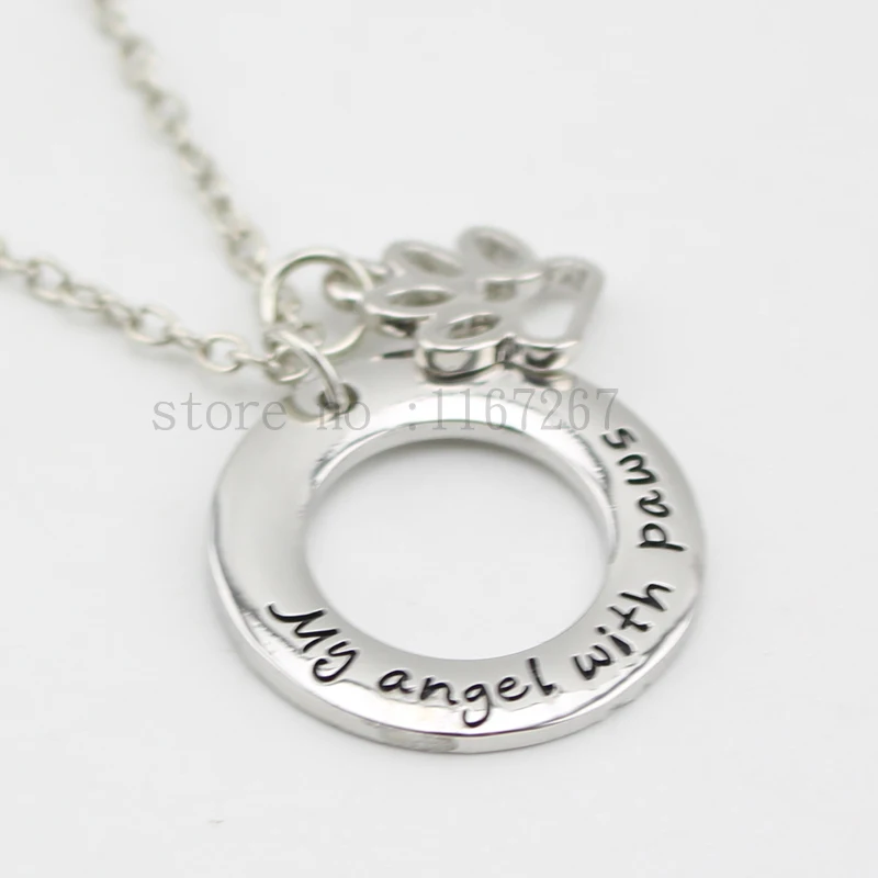 2015 New arrive "My angel with paws" Pet Memorial Necklace Dog Paw Print Tag silver pendant necklace keepsake Wholesale Jewelry
2015 New arrive "My angel with paws" Pet Memorial Necklace Dog Paw Print Tag silver pendant necklace keepsake Wholesale Jewelry