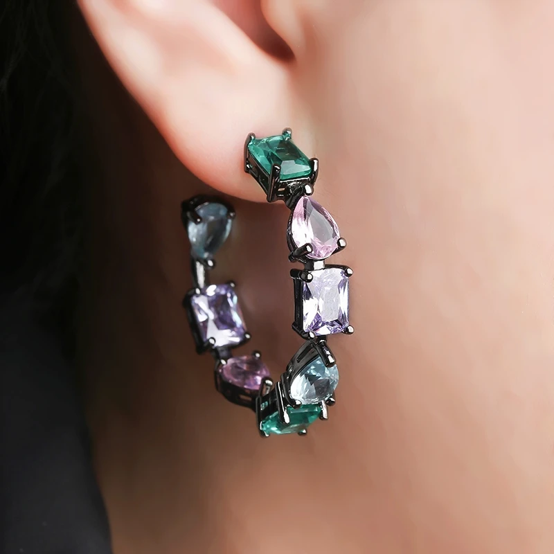 Luxury Multi Color Big Round Hoop Earrings For Women Gift AAA Cubic Zirconia Boho Big Circle Earrings Female fashion Accessories
Luxury Multi Color Big Round Hoop Earrings For Women Gift AAA Cubic Zirconia Boho Big Circle Earrings Female fashion Accessories