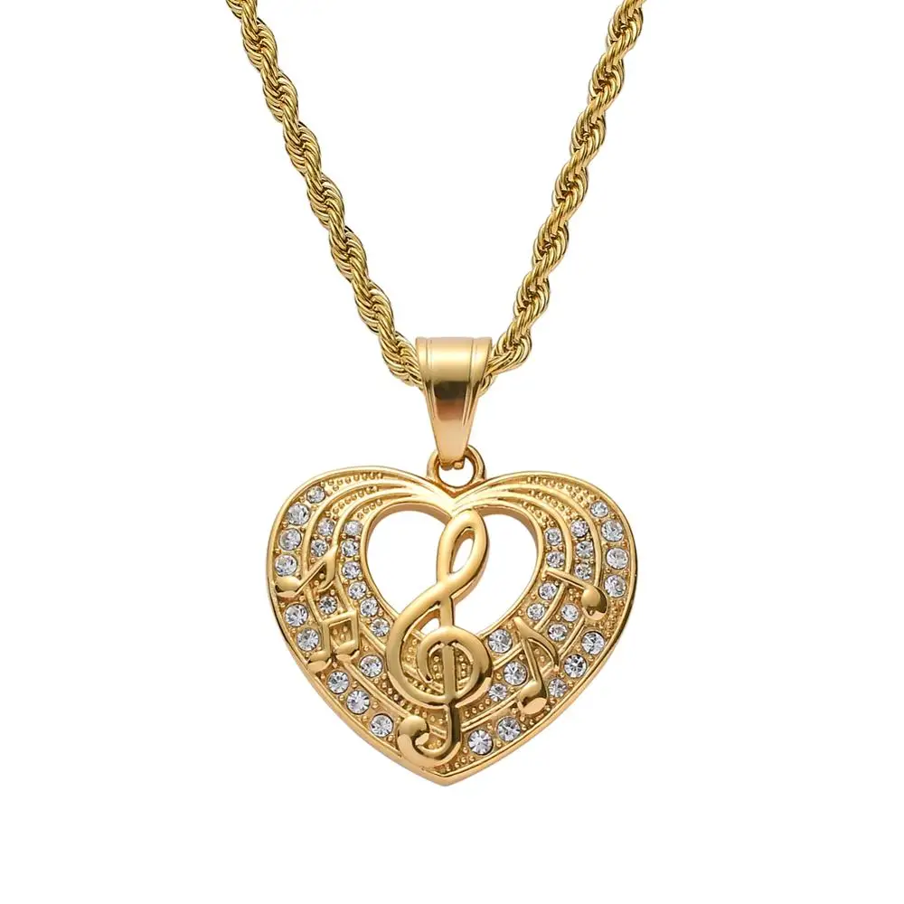 Stainless steel Crystal Heart music pendant Gold Color Men Women Necklace Jewelry Gift For Women SN191
Stainless steel Crystal Heart music pendant Gold Color Men Women Necklace Jewelry Gift For Women SN191