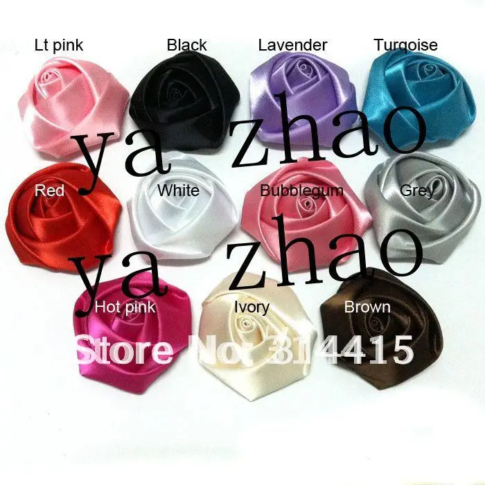 2" satin rolled rosette, satin rolled rose flower, 22 colors in stock, free shipping 100pcs/lot
2" satin rolled rosette, satin rolled rose flower, 22 colors in stock, free shipping 100pcs/lot