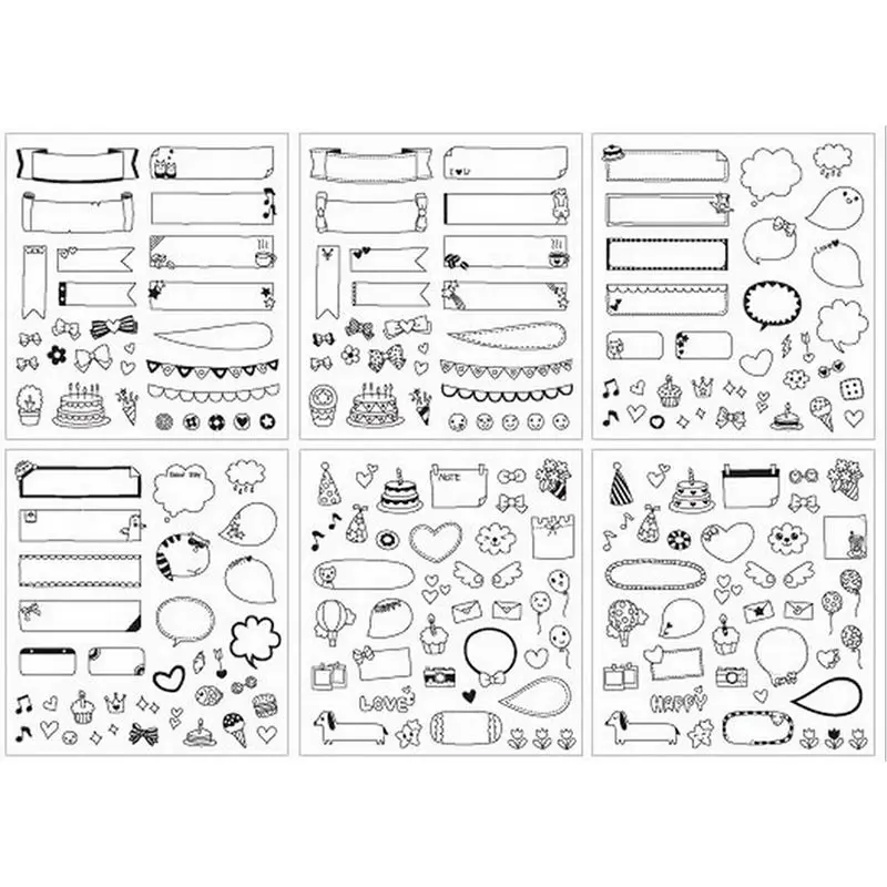 6 Sheet DIY Calendar Photo Paper Sticker Kid's Toy Gift Stickers Black Diary Scrapbook Notebook Label Decoration | Игрушки и хобби