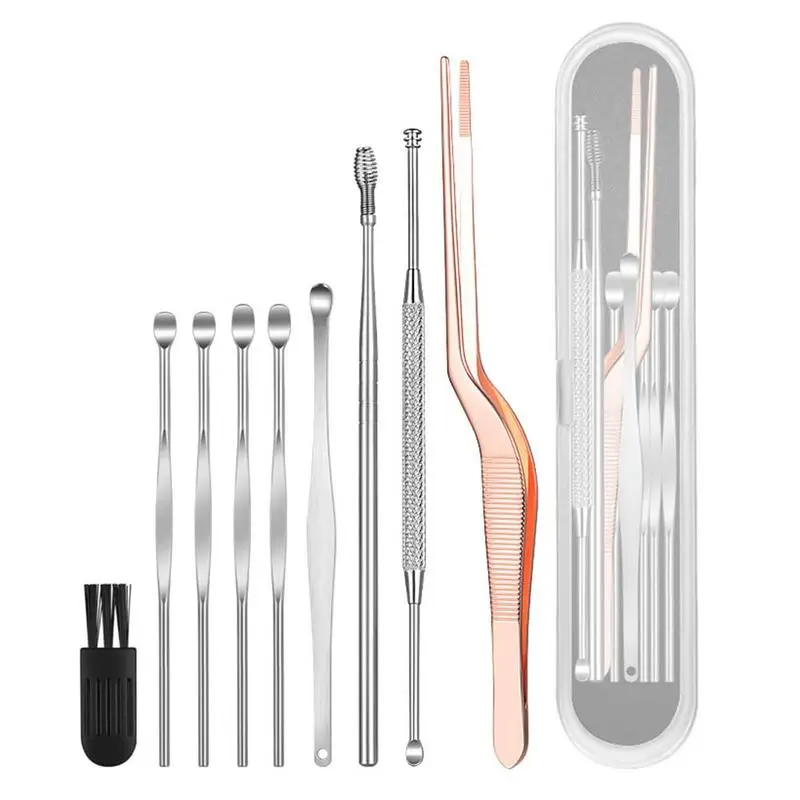 8 Pcs/set Stainless Steel Ear Pick Kit with Brush Earpick Earwax Remover Ear Cleaner Spoon Spiral Ear Clean Tool Ear Care
8 Pcs/set Stainless Steel Ear Pick Kit with Brush Earpick Earwax Remover Ear Cleaner Spoon Spiral Ear Clean Tool Ear Care
