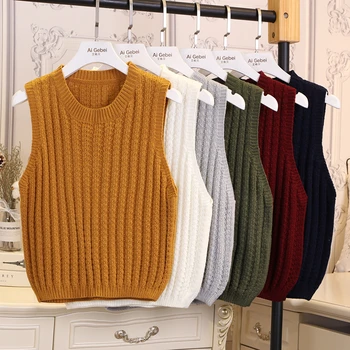 2018 Korean autumn winter knitted sweaters womens knitted vest waistcoat female sleeveless o-neck sweater vest women loose tops
2018 Korean autumn winter knitted sweaters womens knitted vest waistcoat female sleeveless o-neck sweater vest women loose tops
