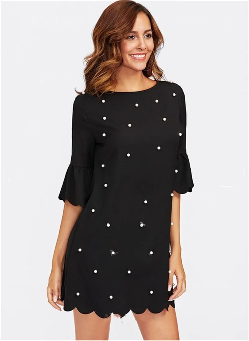 New Fashion Summer Dress Women Sexy Black Pearl Beading Solid Round Neck Half Sleeve Elegant Bodycon Mini A Line Dress Plus Size
New Fashion Summer Dress Women Sexy Black Pearl Beading Solid Round Neck Half Sleeve Elegant Bodycon Mini A Line Dress Plus Size
