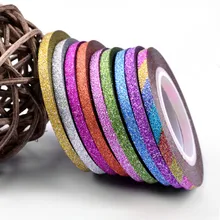 Nouveau 1mm 12 couleur paillettes ongles rayure ligne autocollant Set Art décorations bricolage conseils pour vernis à ongles Gel strass Decorat(China)