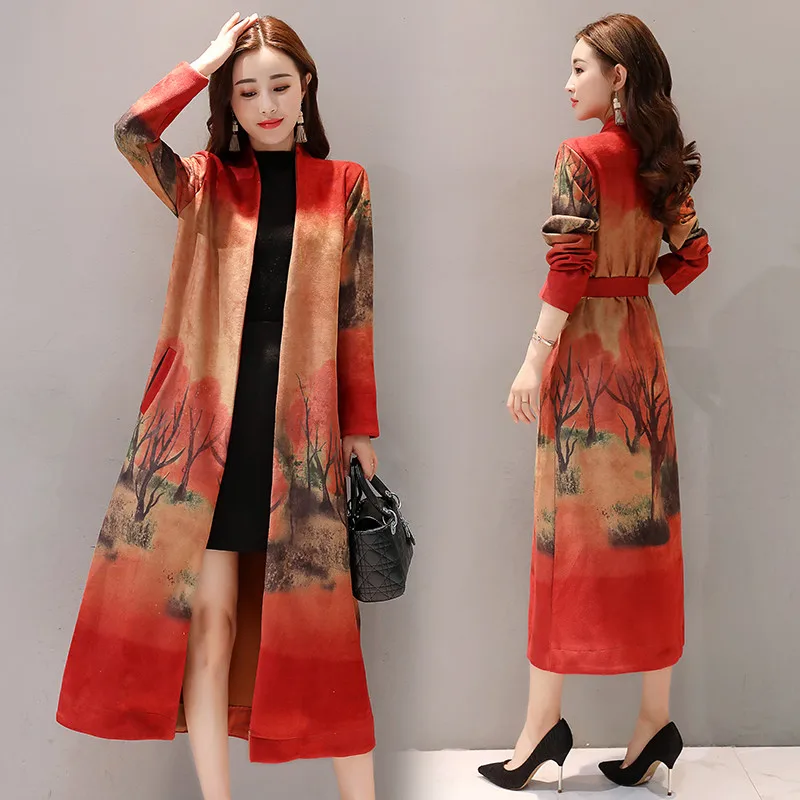 2018 Autumn Winter Clothing Ethnic Style Slim Long Deer Skin Windbreaker Jacket Female Tie Printed Thick Coat For Women A1410
2018 Autumn Winter Clothing Ethnic Style Slim Long Deer Skin Windbreaker Jacket Female Tie Printed Thick Coat For Women A1410