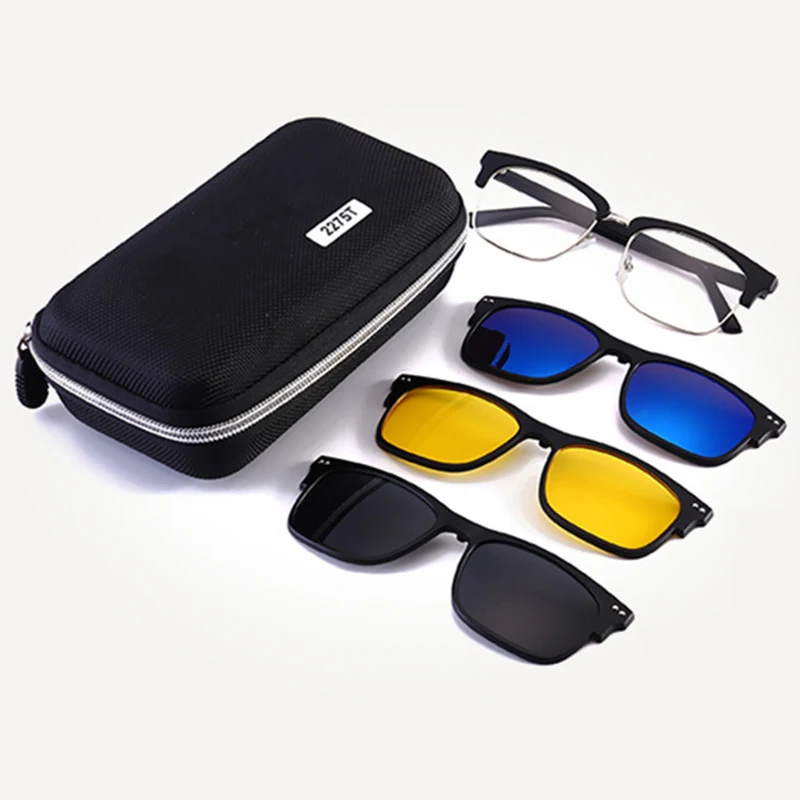 Polarized Sunglasses Set with 3pcs Magnetic Clips TR Frame Clip On Glasses Magnet Casual Optical Myopia Eyewear
Polarized Sunglasses Set with 3pcs Magnetic Clips TR Frame Clip On Glasses Magnet Casual Optical Myopia Eyewear