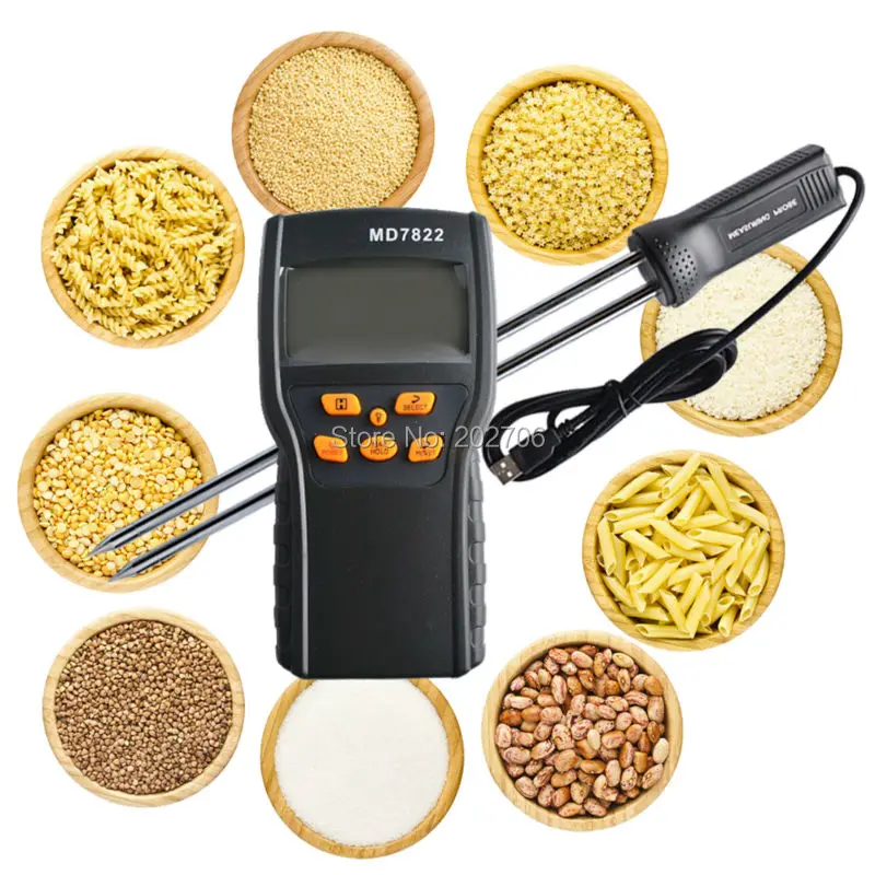 MD7822 LCD Digital Grains Moisture Meter Thermometer Humidity Tester Rice Corn Wheat Coffee Bean Wet Tester Hygrometer with CPU
MD7822 LCD Digital Grains Moisture Meter Thermometer Humidity Tester Rice Corn Wheat Coffee Bean Wet Tester Hygrometer with CPU