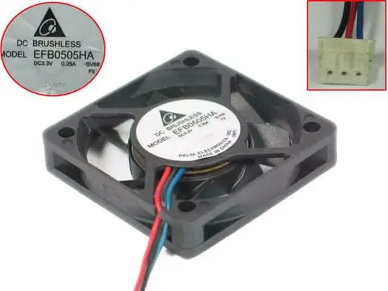 3-проводной кулер для сервера Delta Electronics EFB0505HA SV65 DC 3,3 В а 50x50x10 мм
3-проводной кулер для сервера Delta Electronics EFB0505HA SV65 DC 3,3 В а 50x50x10 мм