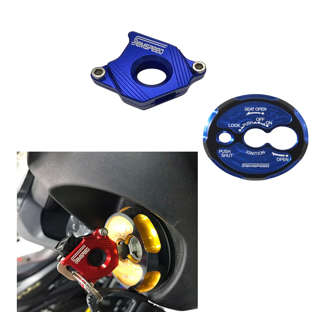 Blue as described Motorcycle Motorbike Ignition Key Lock Switch Cap Cover for Yamaha Nmax155 N-MAX 155