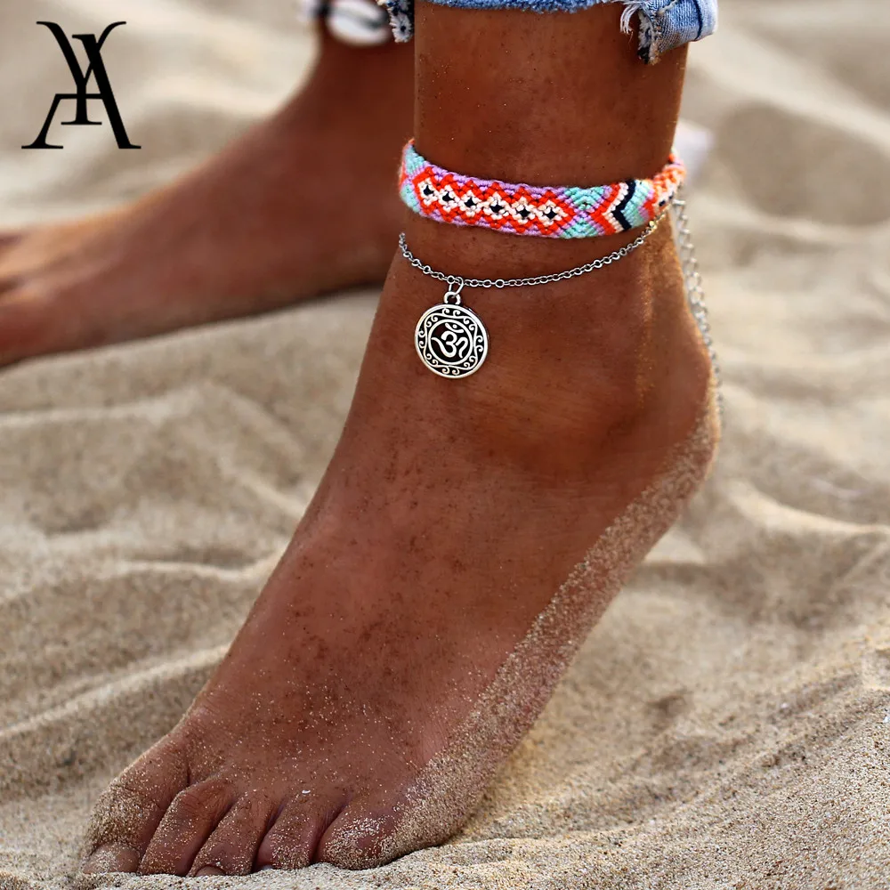2PCS Bohemia Rune Pendant Anklet Set For Women Colorful Cotton Tape Bracelet on the Leg Strap Girls Summer Anklets Foot Jewelry
2PCS Bohemia Rune Pendant Anklet Set For Women Colorful Cotton Tape Bracelet on the Leg Strap Girls Summer Anklets Foot Jewelry