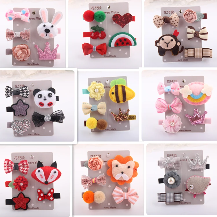 5Pc Hairpin Baby Girl Kids Infant Hair Clip Cartoon Animal Motifs Barrettes Star