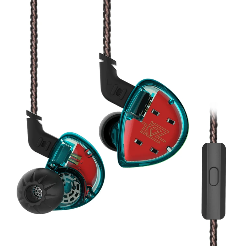 KZ ES4 наушники-вкладыши 1BA + 1 динамический Гибридный Драйвер HIFI с микрофоном для
