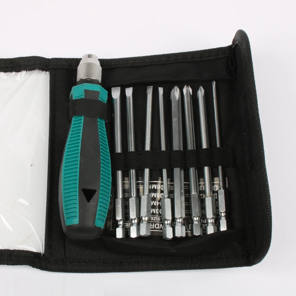 9pcs/set Precision Screwdriver Bit Set NO.8108 9 IN 1 Screwdrivers Kit Bag 8 Insert Bits+1pcs Rubber Handle Hand Tool Set
9pcs/set Precision Screwdriver Bit Set NO.8108 9 IN 1 Screwdrivers Kit Bag 8 Insert Bits+1pcs Rubber Handle Hand Tool Set