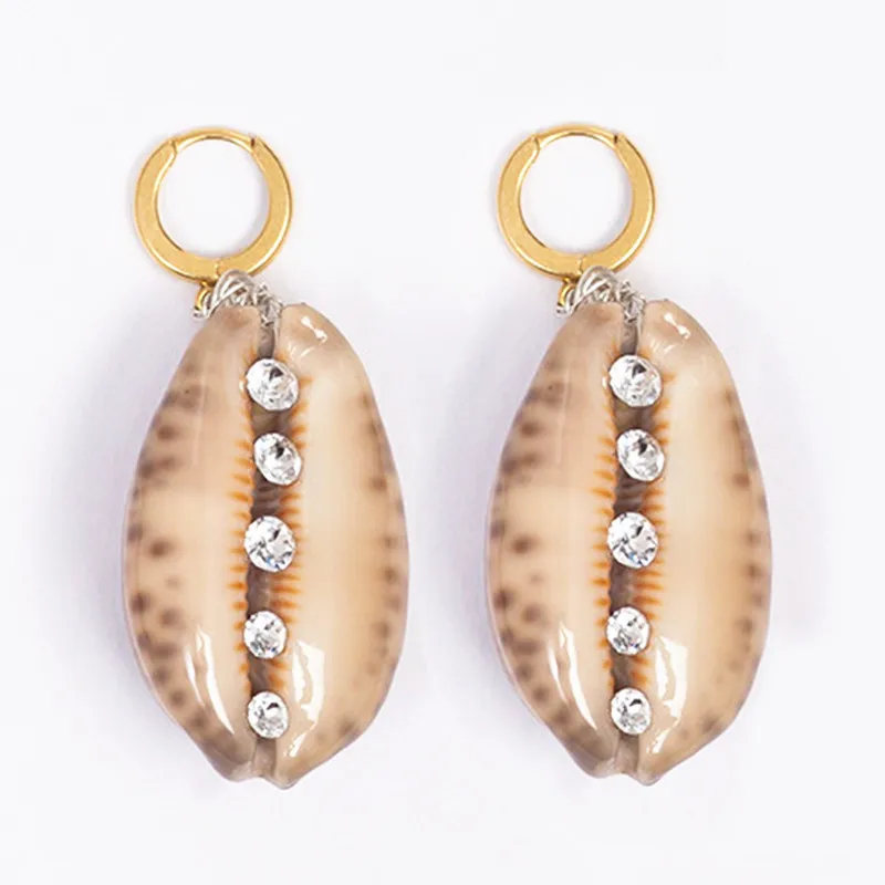 Fashion Femmes Natural Pearl Shell Conch Statement Dangle Boucles d/'oreilles pendantes bijoux