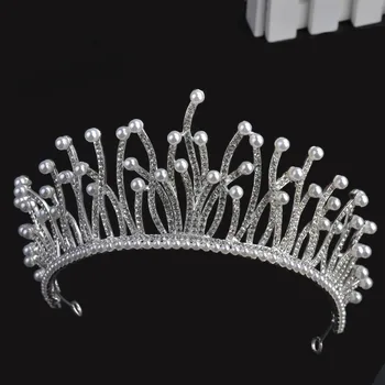 Fashion Crowns and Tiaras Silver personality Bride Pearl Rhinestone tiara Bridal Gown Wedding Jewelry for women hair accessories
Fashion Crowns and Tiaras Silver personality Bride Pearl Rhinestone tiara Bridal Gown Wedding Jewelry for women hair accessories