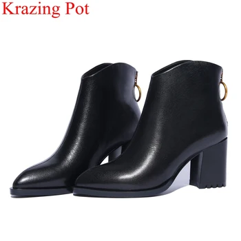 2018 superstar genuine leather large size square heel ankle boots solid elegant zipper concise women keep warm winter shoes L2f9
2018 superstar genuine leather large size square heel ankle boots solid elegant zipper concise women keep warm winter shoes L2f9