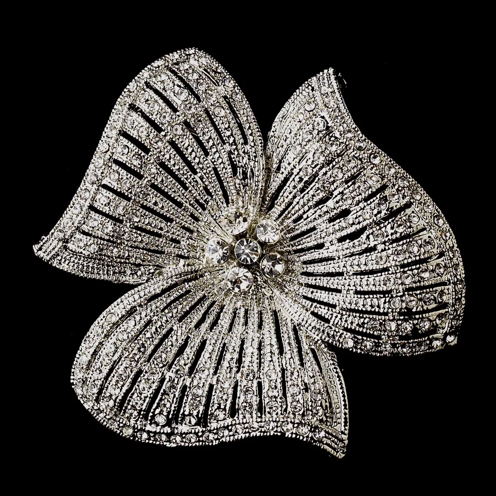 2.2" Classic Three Petals CZ Rhinestone Crystal Diamante Floral Wedding Brooch Vintage Style Rhodium Silver
2.2" Classic Three Petals CZ Rhinestone Crystal Diamante Floral Wedding Brooch Vintage Style Rhodium Silver