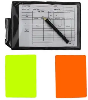 Image Football Red   Yellow Card With PU Leather Cover, Pencil and Record Paper Soccer Referee Supplies